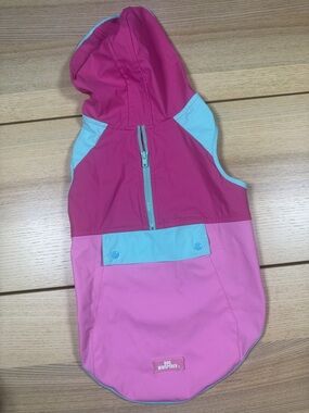 Dog Rain Jacket Hooded Waterproof Vest in Pink and Light Blue
